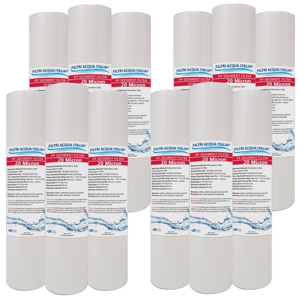 CARTUCCIA SEDIMENTI 10" micron 20 Polipropilene Set 12 Pezzi