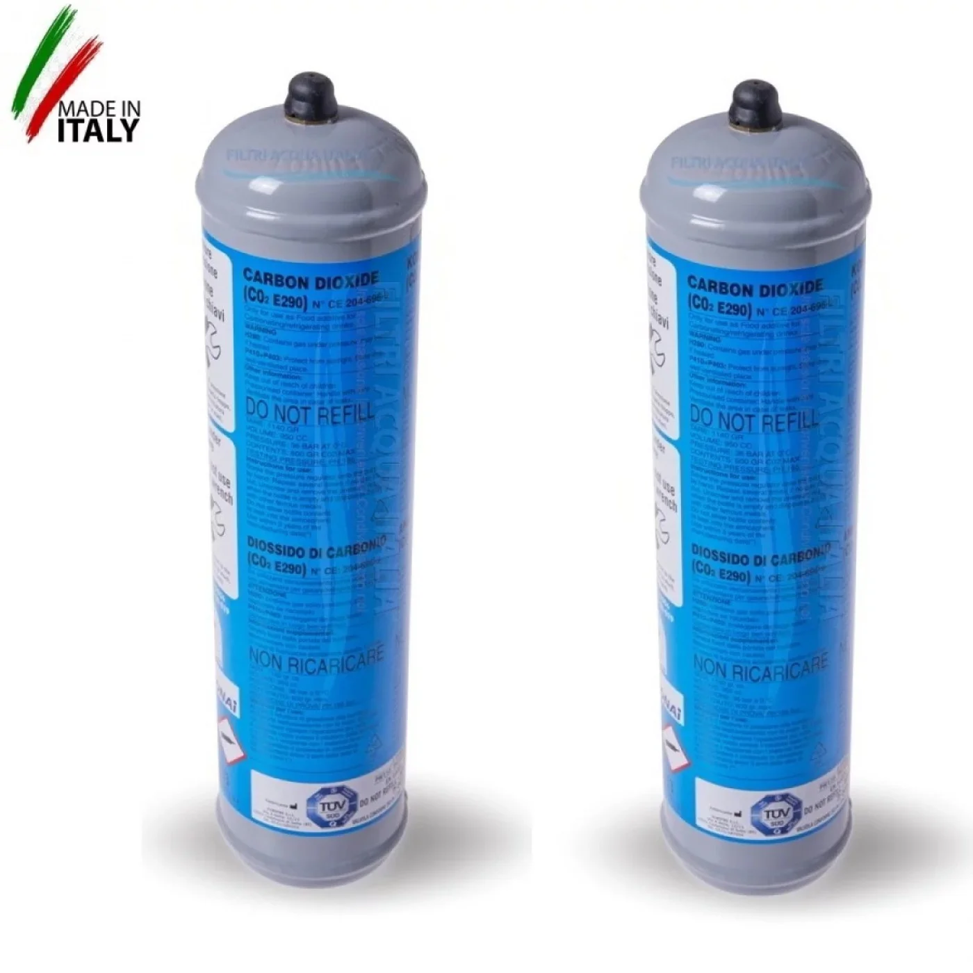 BOMBOLA CO2 ALIMENTARE E290 600 gr. Usa e Getta Attacco 11 mm SET 2 Pezzi BOMBOLA CO2 ALIMENTARE E290 600 gr. Usa e Getta Attacco 11 mm SET 2 Pezzi