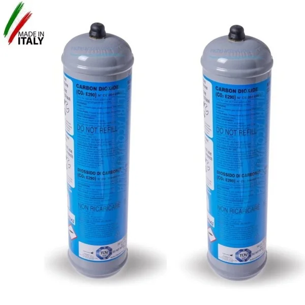 BOMBOLA CO2 ALIMENTARE E290 600 gr. Usa e Getta Attacco 11 mm SET 2 Pezzi