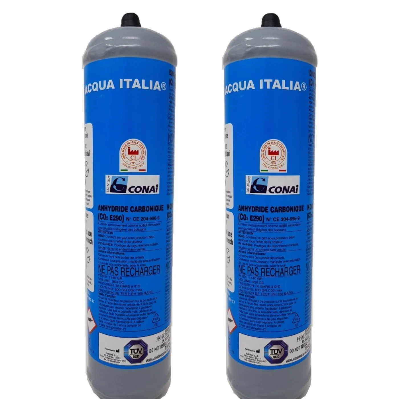 BOMBOLA CO2 ALIMENTARE E290 600 gr. Usa e Getta Attacco 11 mm SET 2 Pezzi BOMBOLA CO2 ALIMENTARE E290 600 gr. Usa e Getta Attacco 11 mm SET 2 Pezzi