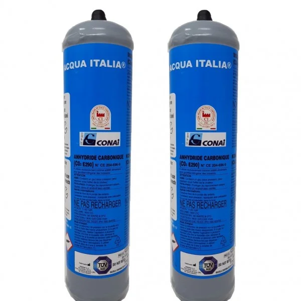 BOMBOLA CO2 ALIMENTARE E290 600 gr. Usa e Getta Attacco 11 mm SET 2 Pezzi