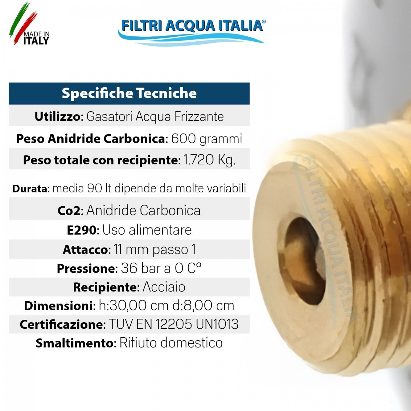 BOMBOLA CO2 600 grammi Usa e Getta Attacco 11 mm BOMBOLA CO2 600 grammi Usa e Getta Attacco 11 mm