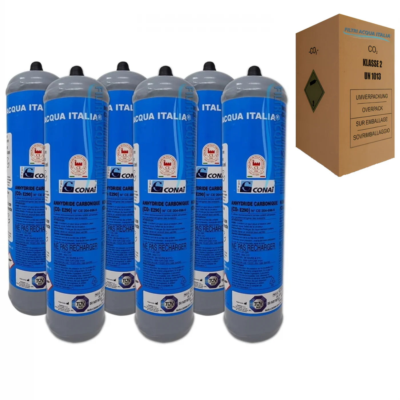 Bombole CO2 600g per acqua frizzante E290 compatibili gasatori – Set 6 pezzi