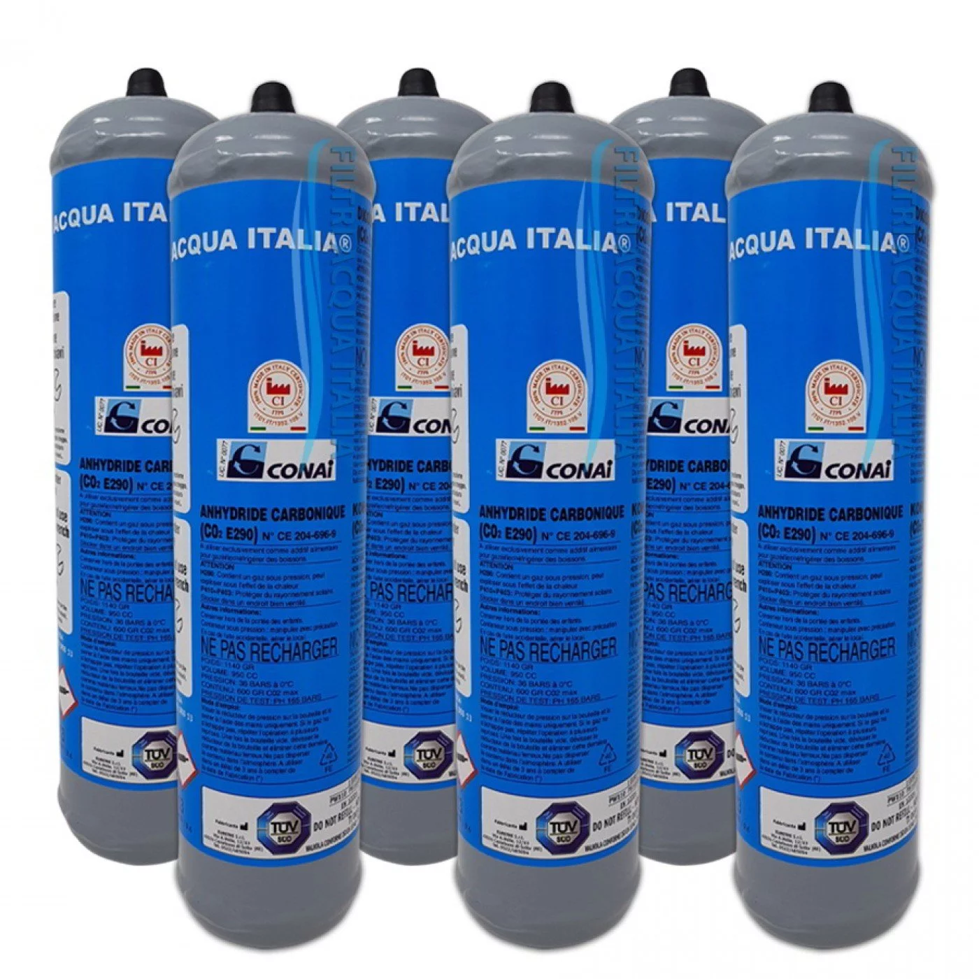 Bombole CO2 600g per acqua frizzante E290 compatibili gasatori – Set 6 pezzi