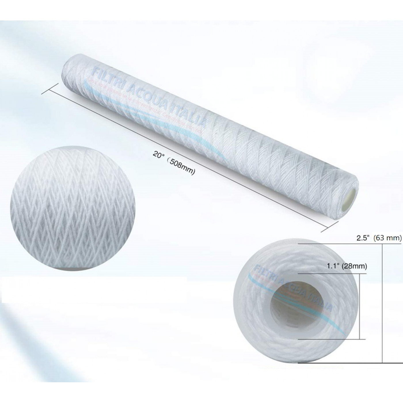 CARTUCCIA A FILO AVVOLTO DI POLIPROPILENE SEDIMENTI 20" micron 10