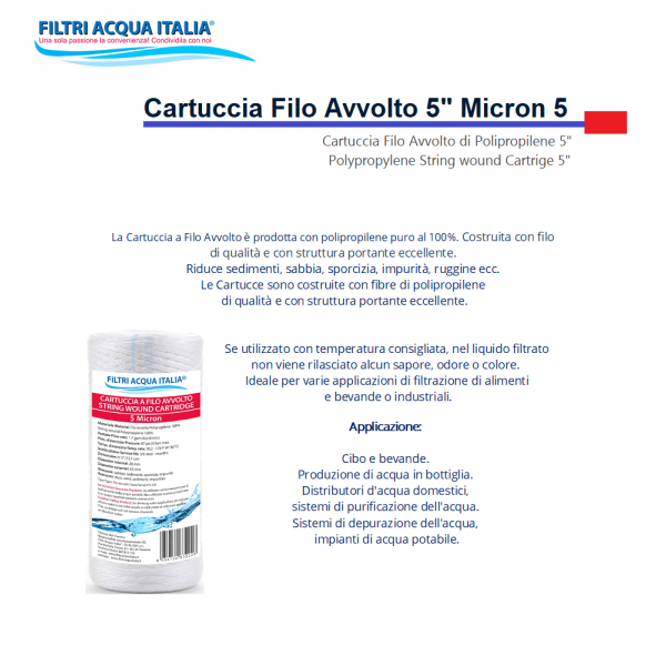 CARTUCCIA A FILO AVVOLTO 5" micron 5