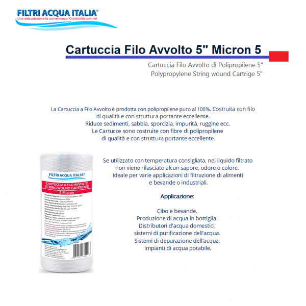 CARTUCCIA A FILO AVVOLTO 5" micron 5