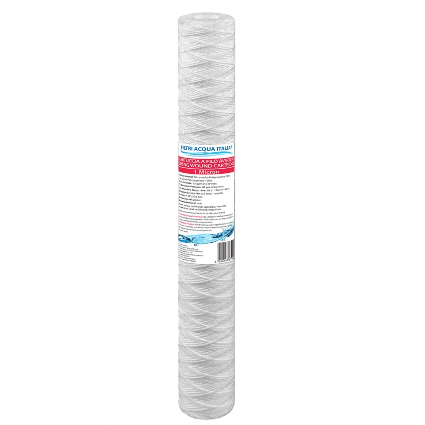 CARTUCCIA A FILO AVVOLTO DI POLIPROPILENE SEDIMENTI 20" micron 1 CARTUCCIA A FILO AVVOLTO DI POLIPROPILENE SEDIMENTI 20" micron 1