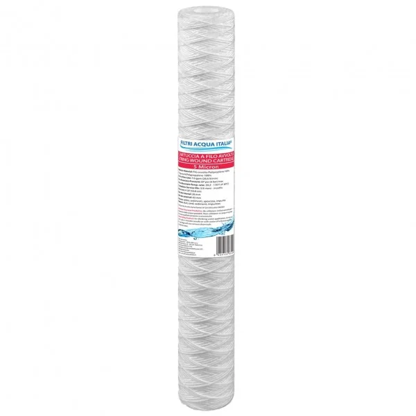 CARTUCCIA A FILO AVVOLTO DI POLIPROPILENE SEDIMENTI 20" micron 5