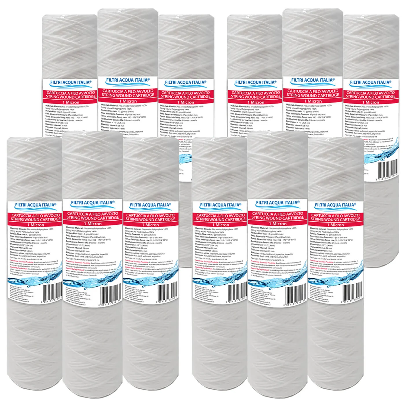 CARTUCCIA FILO AVVOLTO 10' Pollici micron 1 Set 12 Pezzi CARTUCCIA FILO AVVOLTO 10' Pollici micron 1 Set 12 Pezzi