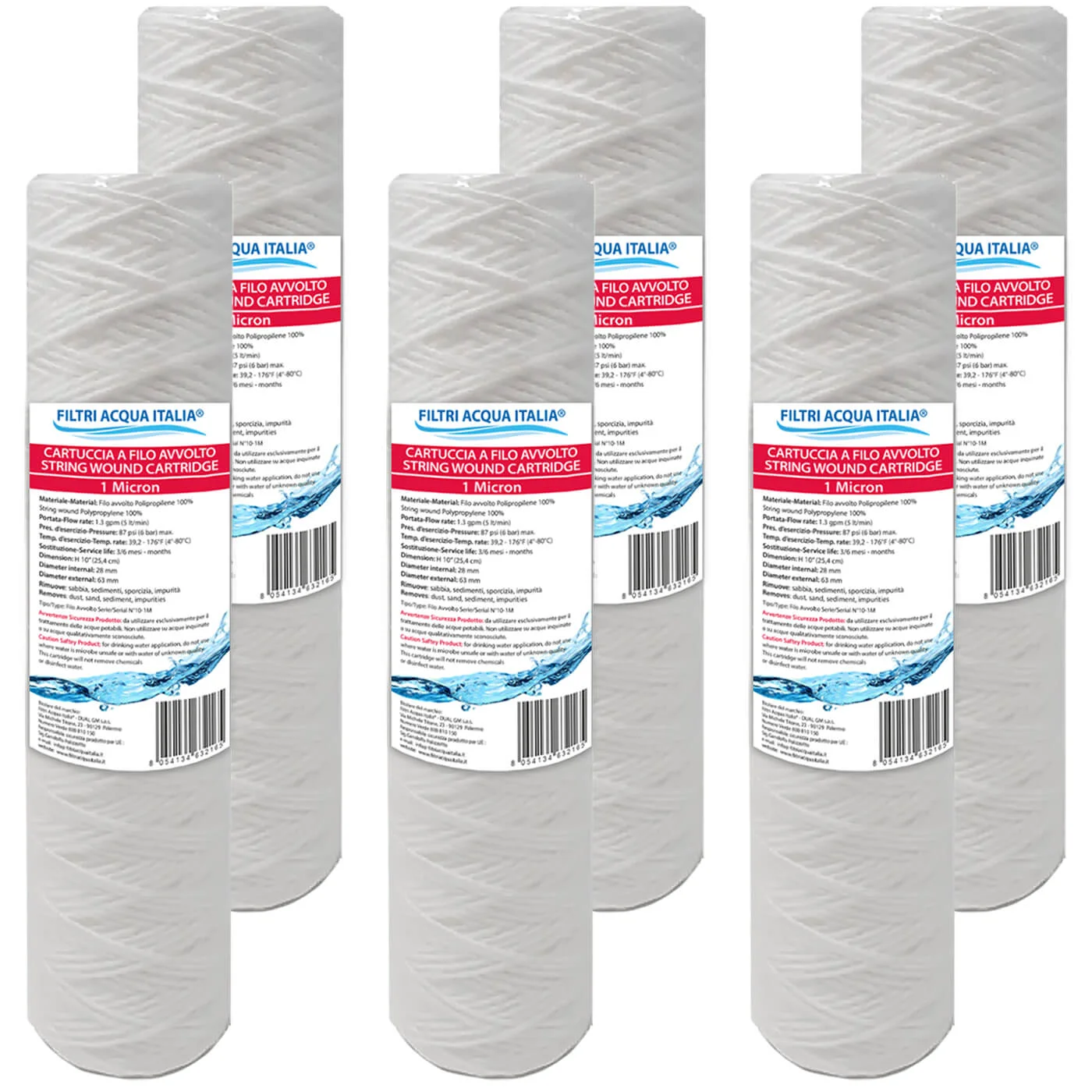 CARTUCCIA FILO AVVOLTO 10' micron 1 Set 6 Pezzi CARTUCCIA FILO AVVOLTO 10' micron 1 Set 6 Pezzi