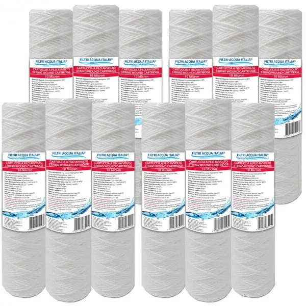 CARTUCCE A FILO AVVOLTO 10 Pollici micron 10 Set 12 Pezzi