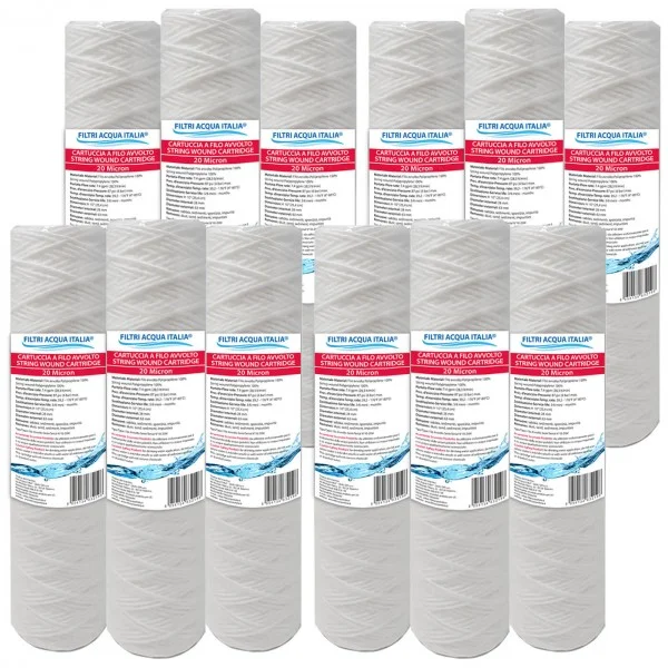 CARTUCCIA A FILO AVVOLTO 10 Poliici micron 20 Set 12 Pezzi