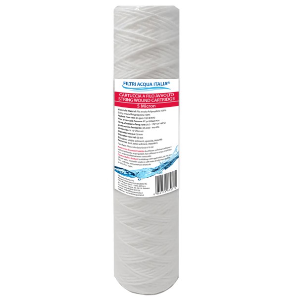 CARTUCCIA A FILO AVVOLTO DI POLIPROPILENE SEDIMENTI 10" micron 1