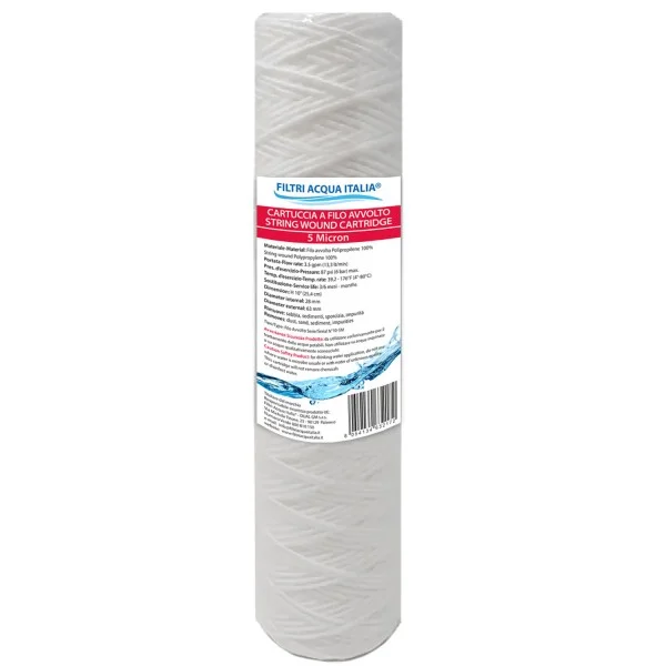 CARTUCCIA A FILO AVVOLTO DI POLIPROPILENE SEDIMENTI 10" micron 5