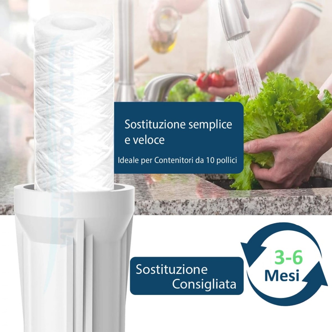 Cartucce Filtranti Filo Avvolto 10' Pollici micron 5 Set 6 Pezzi