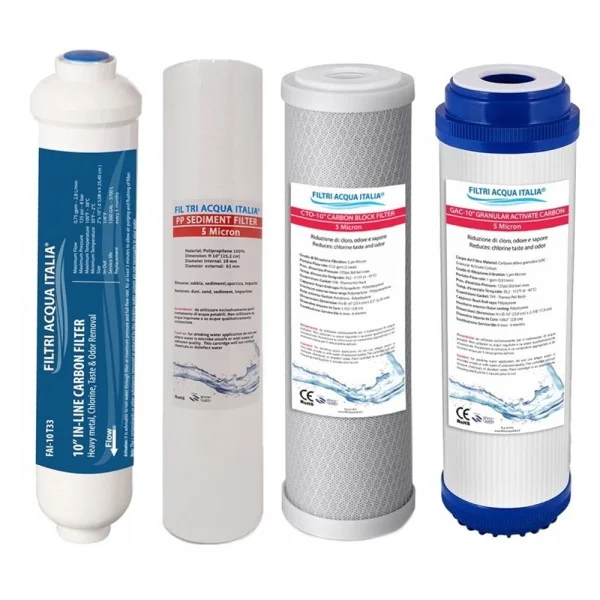 Kit Filtri Osmosi Inversa 10 Pollici: Ricambi per Depuratori Acqua Set 4 Pz 