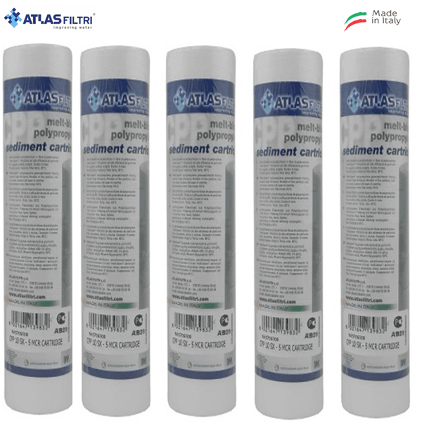 CARTUCCIA ACQUA ATLAS SEDIMENTI POLIPROPILENE 10" micron 5 SET 5 PEZZI