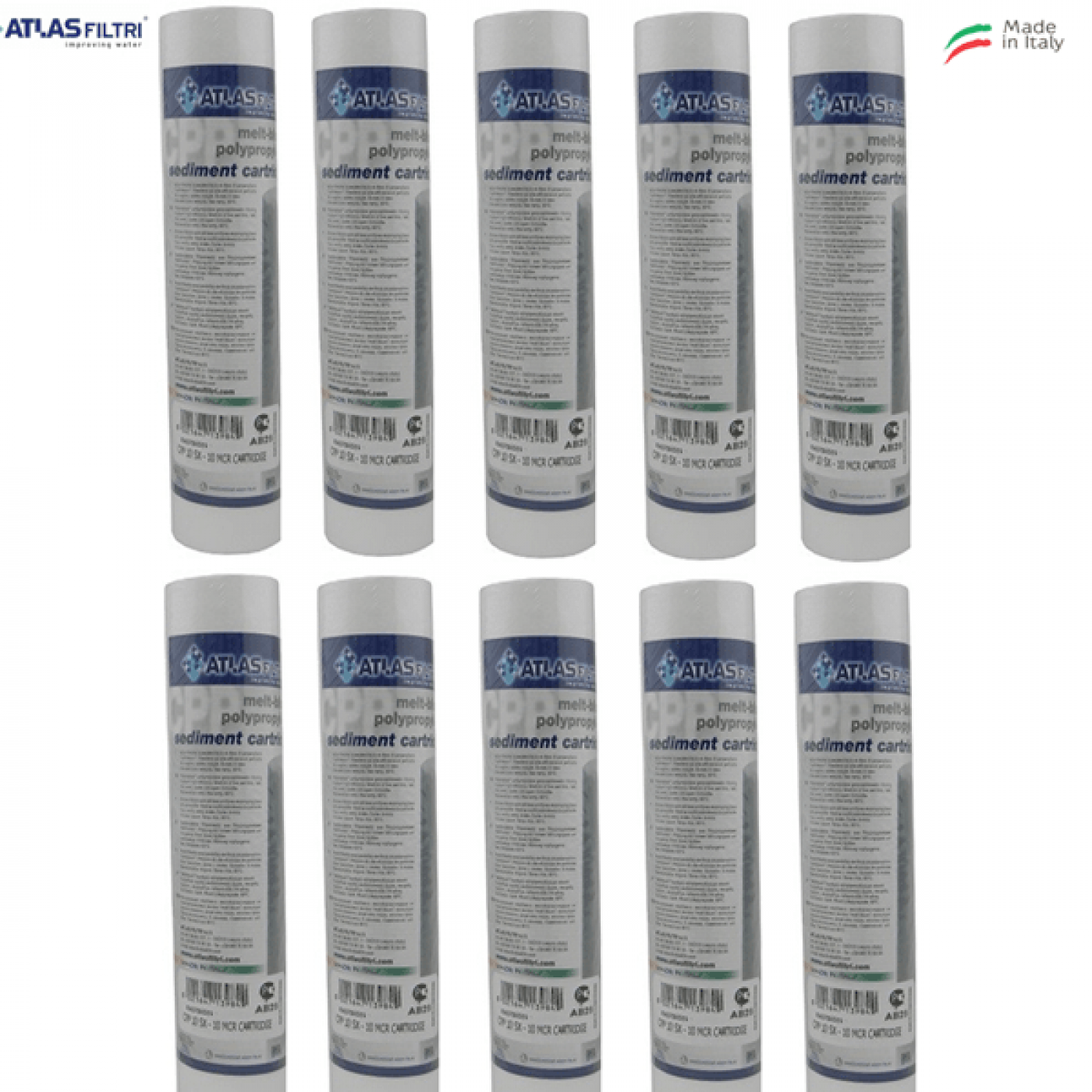 FILTRO ATLAS 10 Pollici micron 10 POLIPROPILENE SET 10 PEZZI