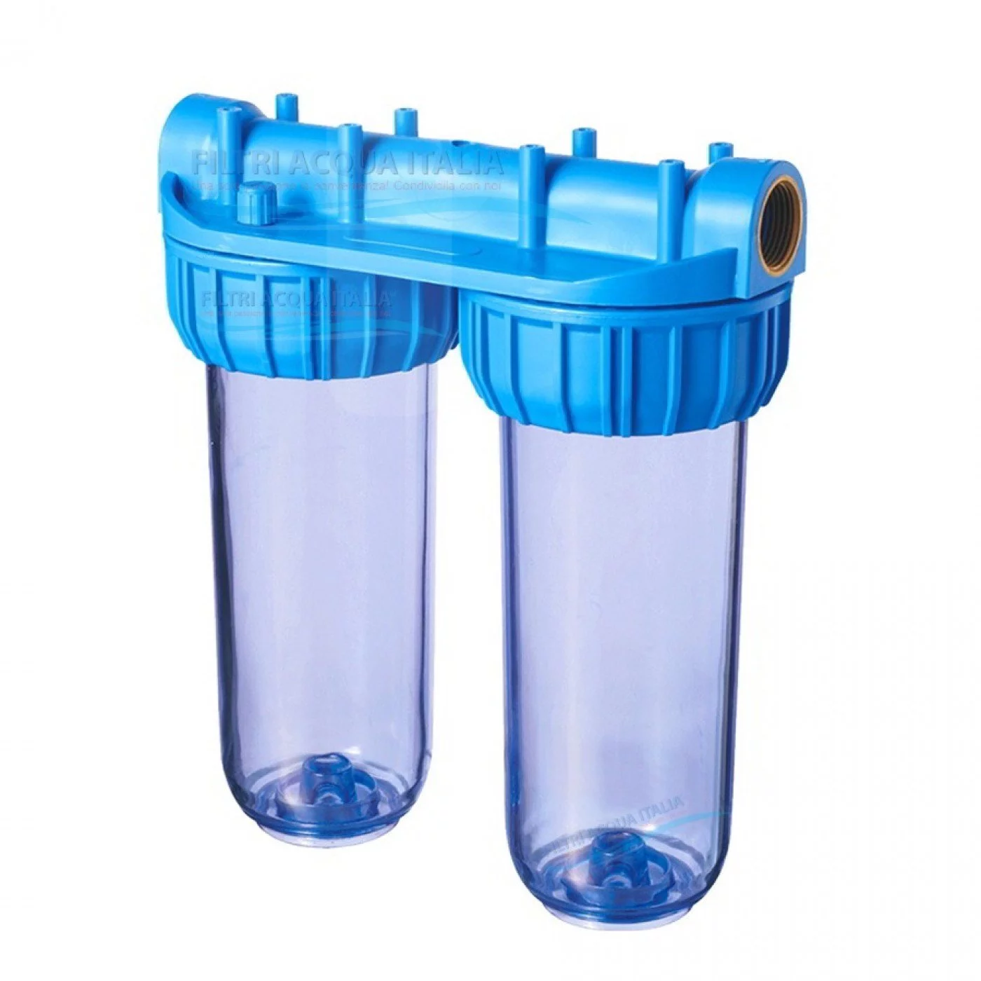 CONTENITORE DOPPIO PER FILTRO ACQUA 10" ATTACCO 1" CON STAFFA E CHIAVE CONTENITORE DOPPIO PER FILTRO ACQUA 10" ATTACCO 1" CON STAFFA E CHIAVE