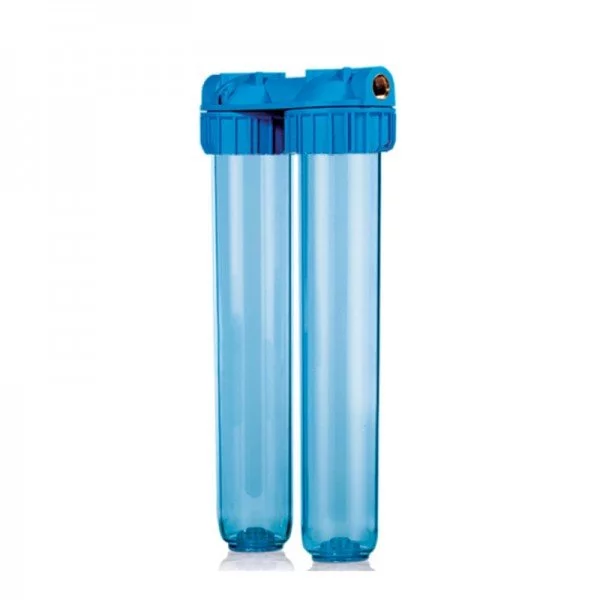 CONTENITORE DOPPIO PER FILTRO ACQUA 20" ATTACCO 1" CON STAFFA E CHIAVE CONTENITORE DOPPIO PER FILTRO ACQUA 20" ATTACCO 1" CON STAFFA E CHIAVE