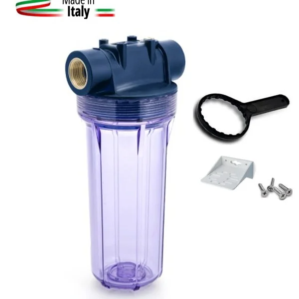 CONTENITORE FILTRO ACQUA 10" ATTACCO 1" TRASPARENTE