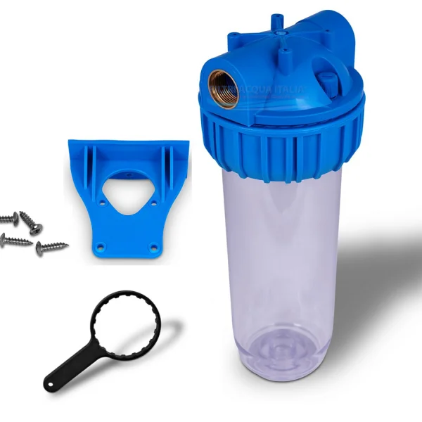 CONTENITORE TRASPARENTE 10" ATTACCO 3/4" CON STAFFA E CHIAVE PER FILTRO ACQUA
