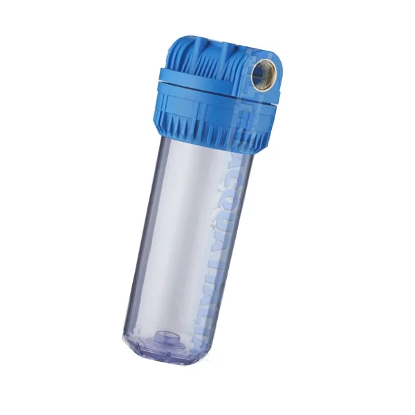 CONTENITORE TRASPARENTE PER FILTRO 10" ATTACCO 1" CON STAFFA E CHIAVE