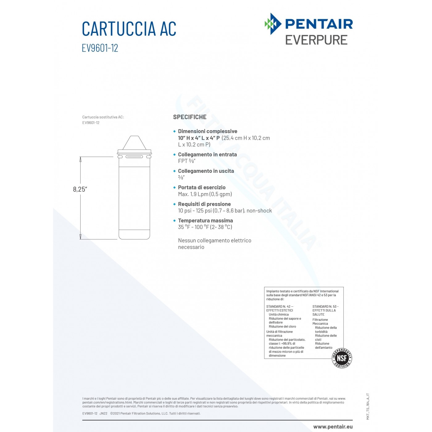 FILTRO ACQUA EVERPURE AC EV960112 