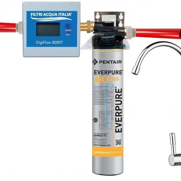MICROFILTRAZIONE ACQUA EVERPURE KIT 4K PLUS  CON CONTALITRI E RUBINETTO