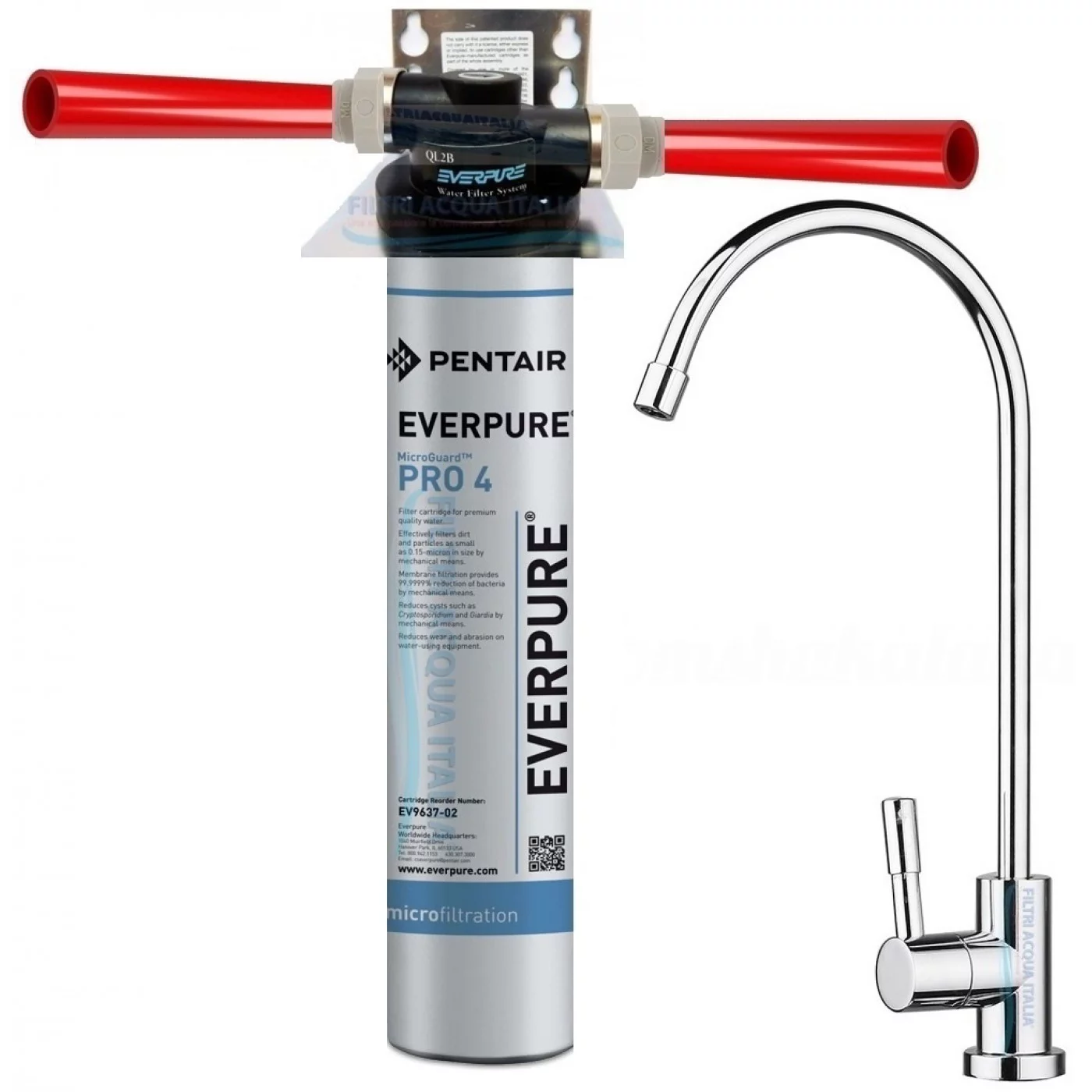 EVERPURE KIT PRO4 CON TESTA QL2B E RUBINETTO EVERPURE KIT PRO4 CON TESTA QL2B E RUBINETTO