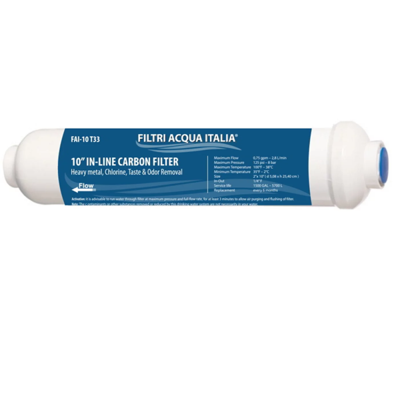FILTRO IN LINEA CARBONE ATTIVO 2 X 10" T33 FILTRO IN LINEA CARBONE ATTIVO 2 X 10" T33