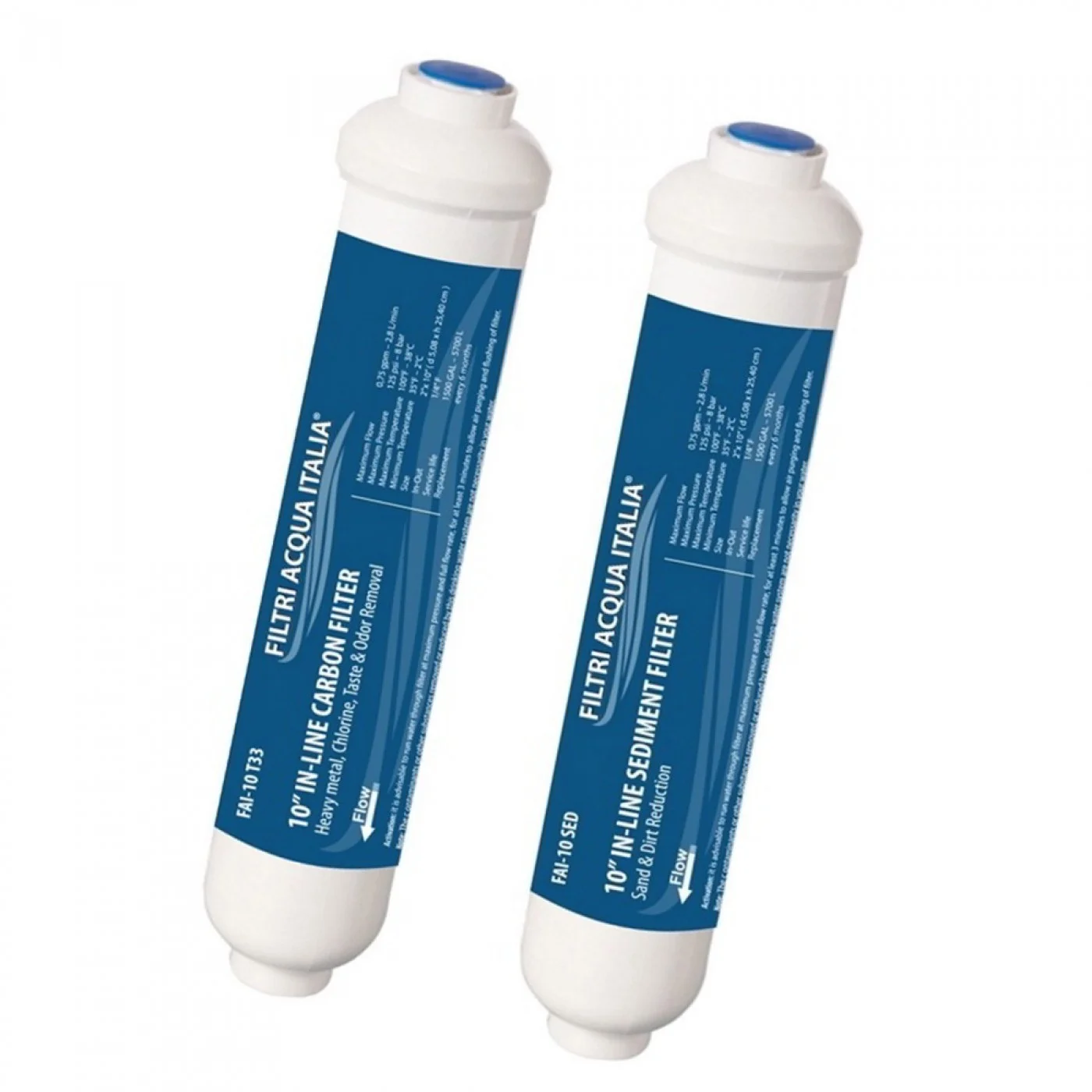 FILTRO IN LINEA CARBONE ATTIVO 2 X 10" T33 e Sedimenti 2 X 10"