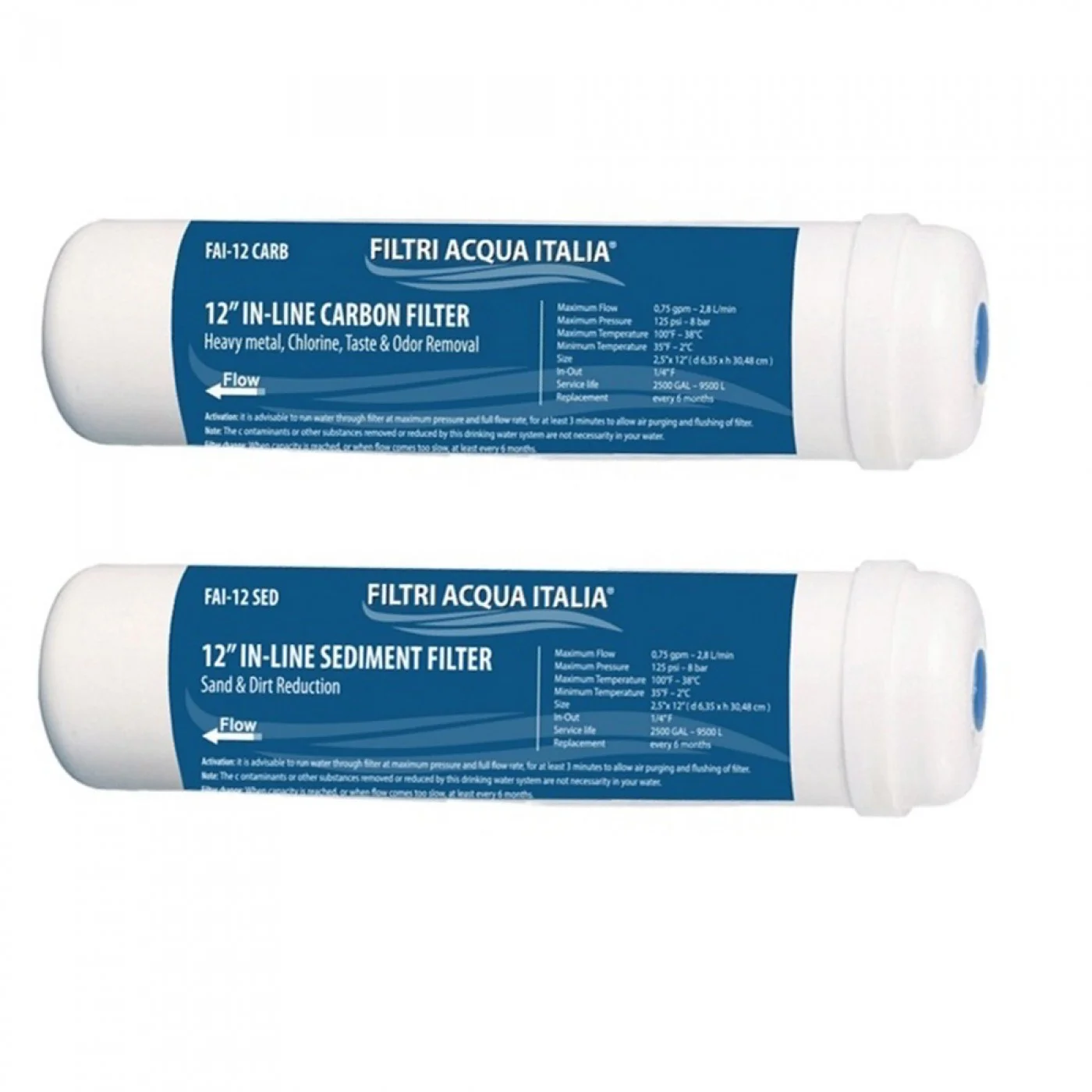 FILTRO IN LINEA CARBONE ATTIVO 2,5 X 12" T33 E SEDIMENTI 2,5 X 12" FILTRO IN LINEA CARBONE ATTIVO 2,5 X 12" T33 E SEDIMENTI 2,5 X 12"