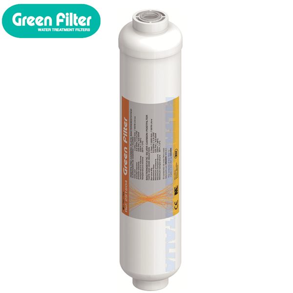 FILTRO IN LINEA CARBONE ATTIVO GREEN FILTER BATTERIOSTATICO 2 X 10"