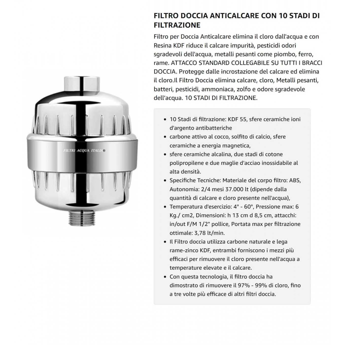 FILTRO DOCCIA ANTICALCARE 