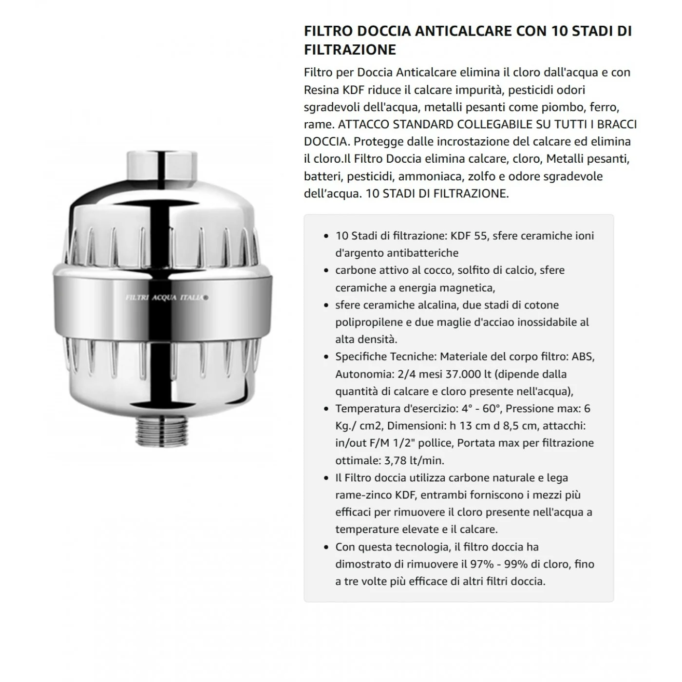 FILTRO DOCCIA ANTICALCARE 