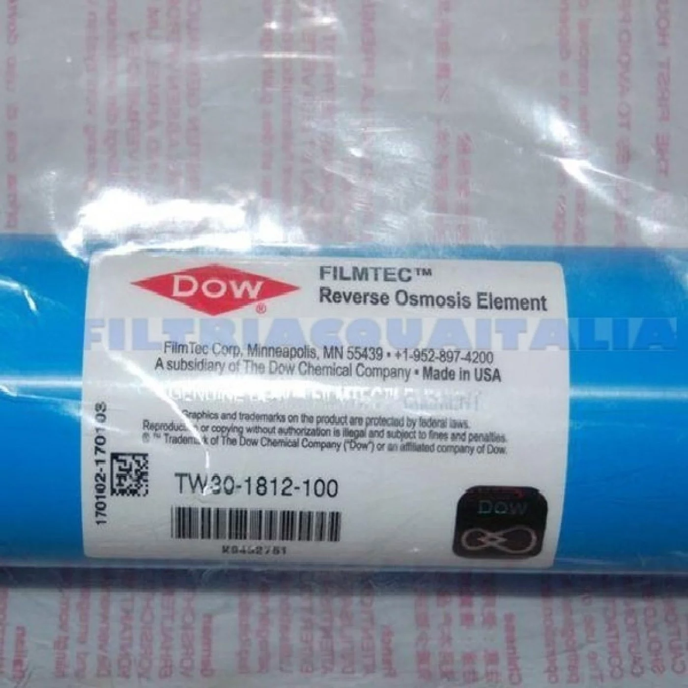 Membrane Filmtec 100 GPD TW30-1812 Set 2 Pezzi Membrane Filmtec 100 GPD TW30-1812 Set 2 Pezzi