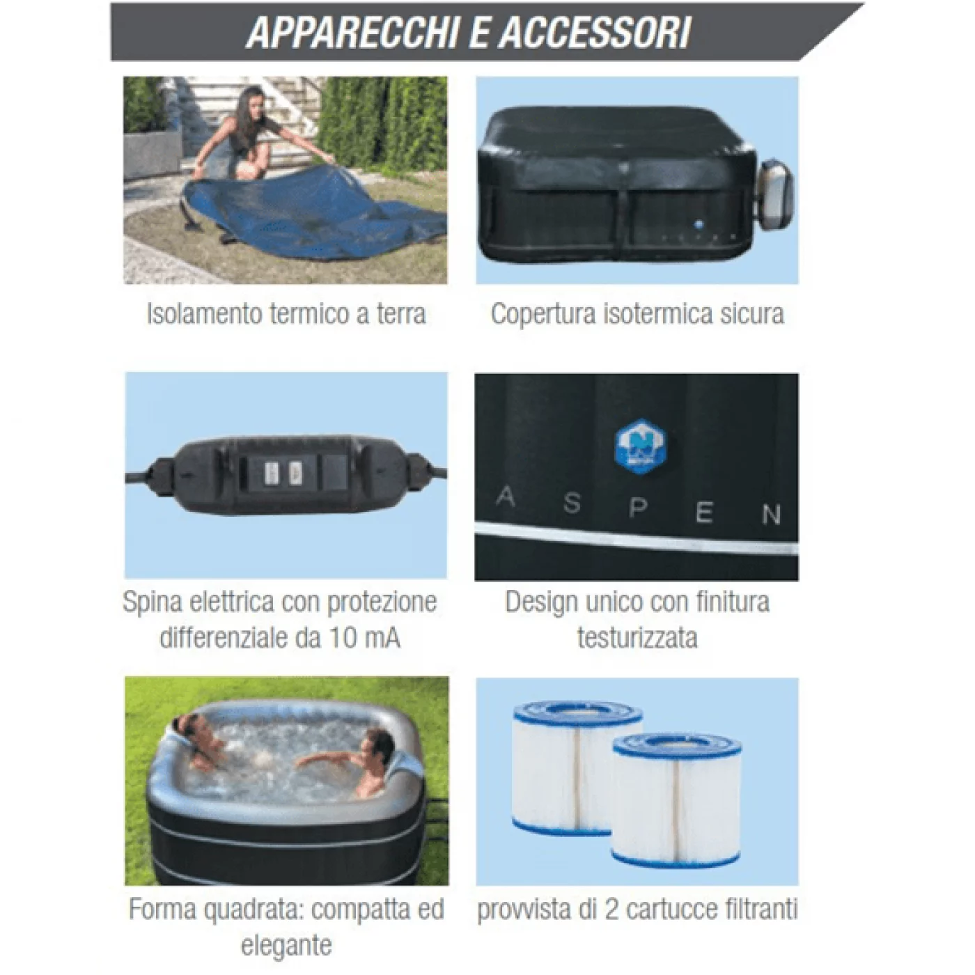 Piscina idromassaggio gonfiabile 5/6 Posti 195x195 Silver NETSPA Piscina idromassaggio gonfiabile 5/6 Posti 195x195 Silver NETSPA