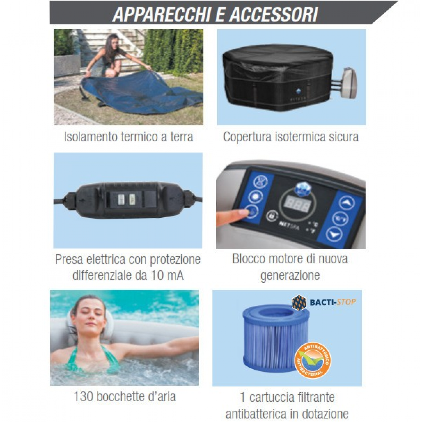 Piscina idromassaggio gonfiabile Python 5/6 Posti da esterno 195x195 Netspa Piscina idromassaggio gonfiabile Python 5/6 Posti da esterno 195x195 Netspa