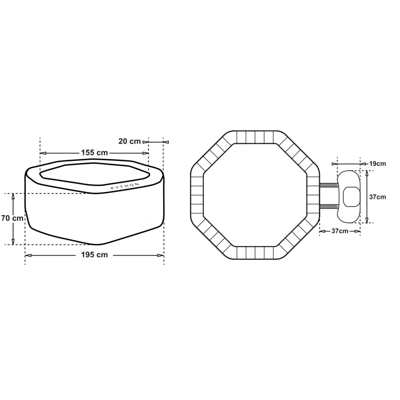Piscina idromassaggio gonfiabile Python 5/6 Posti da esterno 195x195 Netspa Piscina idromassaggio gonfiabile Python 5/6 Posti da esterno 195x195 Netspa