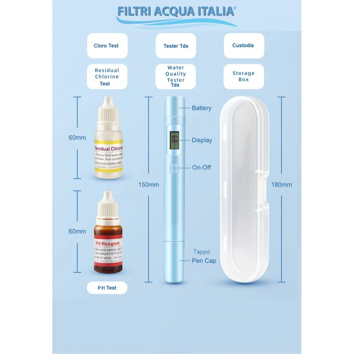Test Cloro, pH e Tds Residuo Fisso | Filtri Acqua Italia