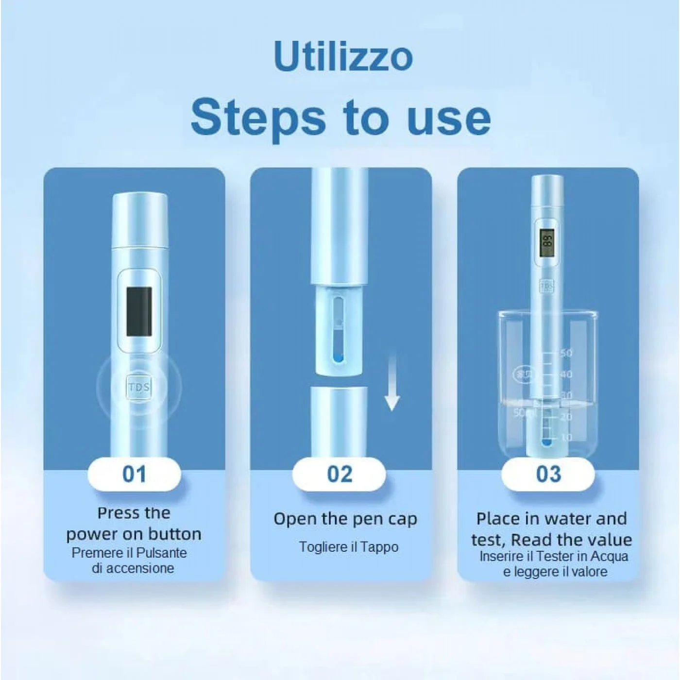 Test Cloro, pH e Tds Residuo Fisso | Filtri Acqua Italia