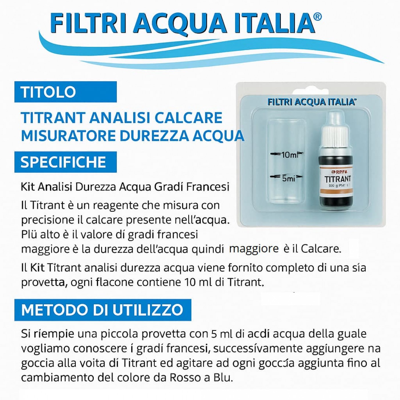 TITRANT ANALISI CALCARE MISURATORE DUREZZA ACQUA TITRANT ANALISI CALCARE MISURATORE DUREZZA ACQUA