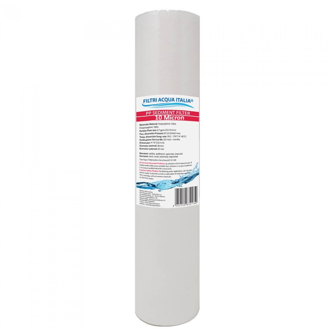 CARTUCCIA A SEDIMENTI POLIPROPILENE 10" POLLICI MICRON 10