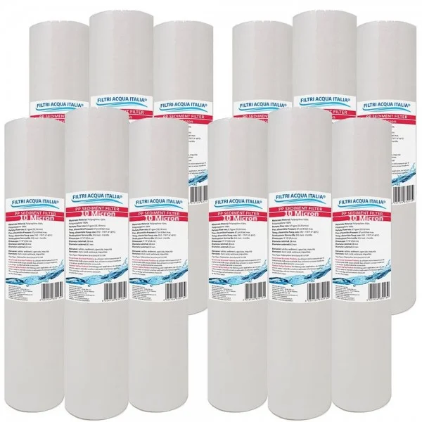 CARTUCCIA SEDIMENTI 10" micron 10 Polipropilene Set 12 Pezzi