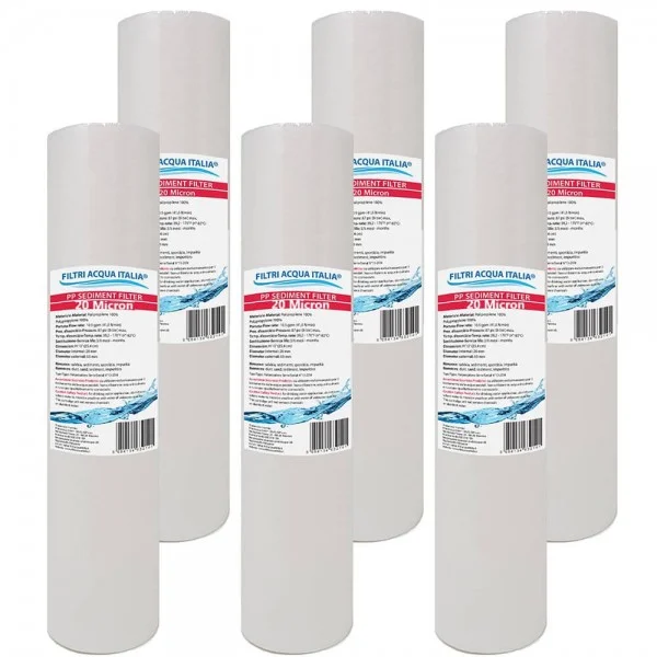 CARTUCCIA SEDIMENTI 10" micron 20 Polipropilene Set 6 Pezzi
