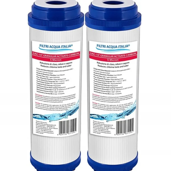 Cartuccia Carbone Attivo Granulare 10 Pollici Micron 5 Set 2 Pz.