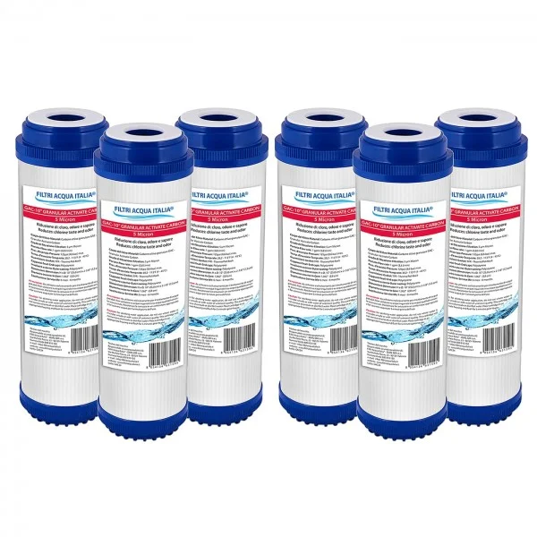 Cartuccia Carbone Attivo Granulare GAC 10" Micron 5 Set 6 Pz