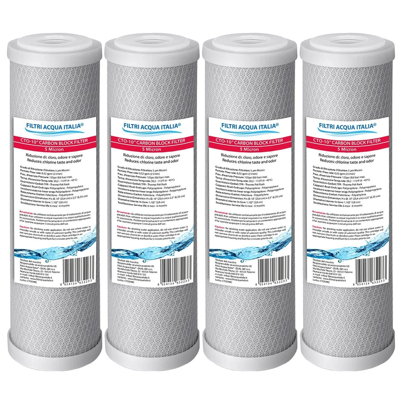 Cartucce Carbone Attivo 5 micron Set 4 Pezzi Cartucce Carbone Attivo 5 micron Set 4 Pezzi